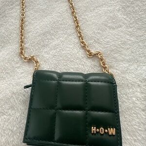 House of Want Green Mini Bag with Quilted Texture and Chain Strap